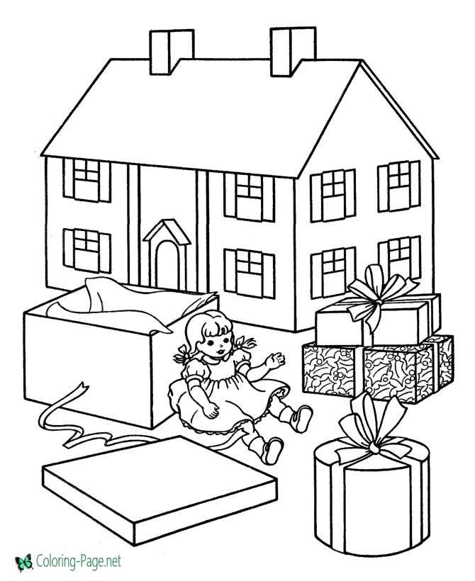 Doll House Drawing and Coloring - How to Draw Cute House 