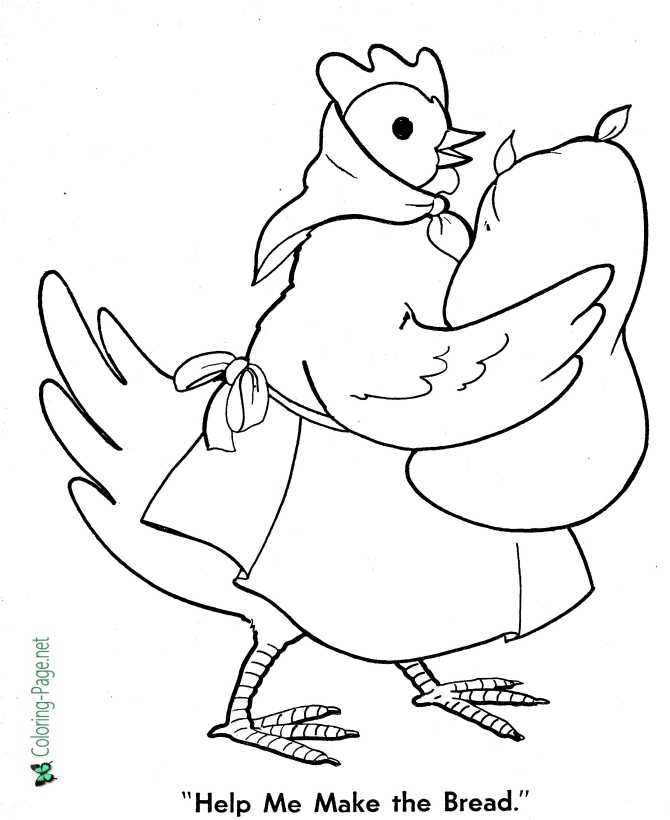 printable Help Make Bread - Little Red Hen Coloring Page