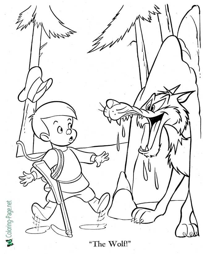 peter and the wolf coloring pages  fairy tale