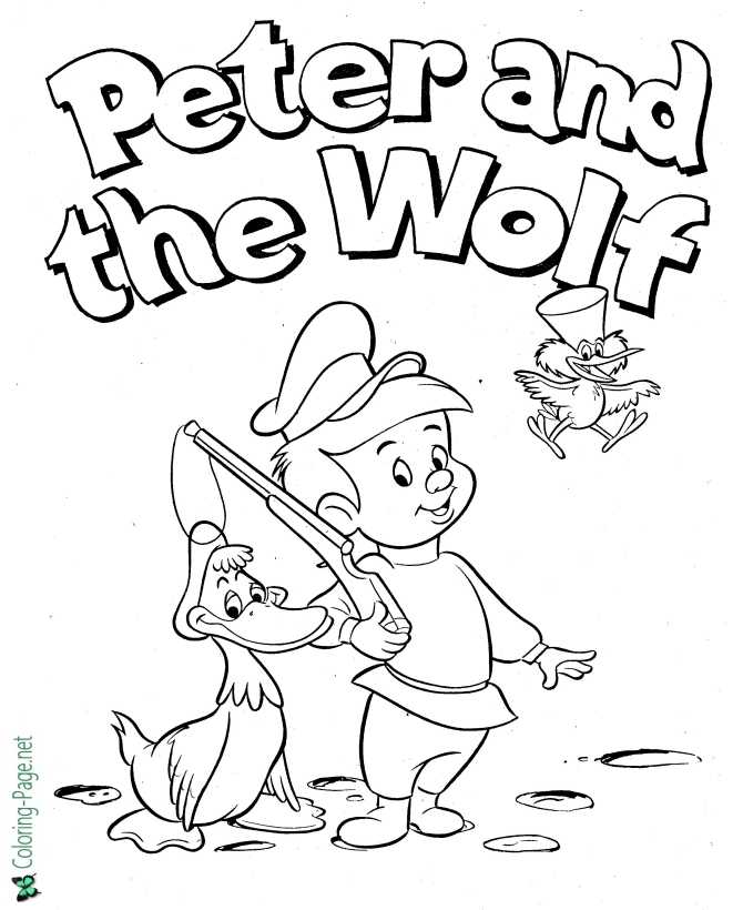 peter and the wolf coloring pages  fairy tale