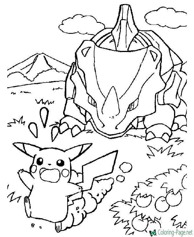 printable pokemon coloring page - Run Pikachu!
