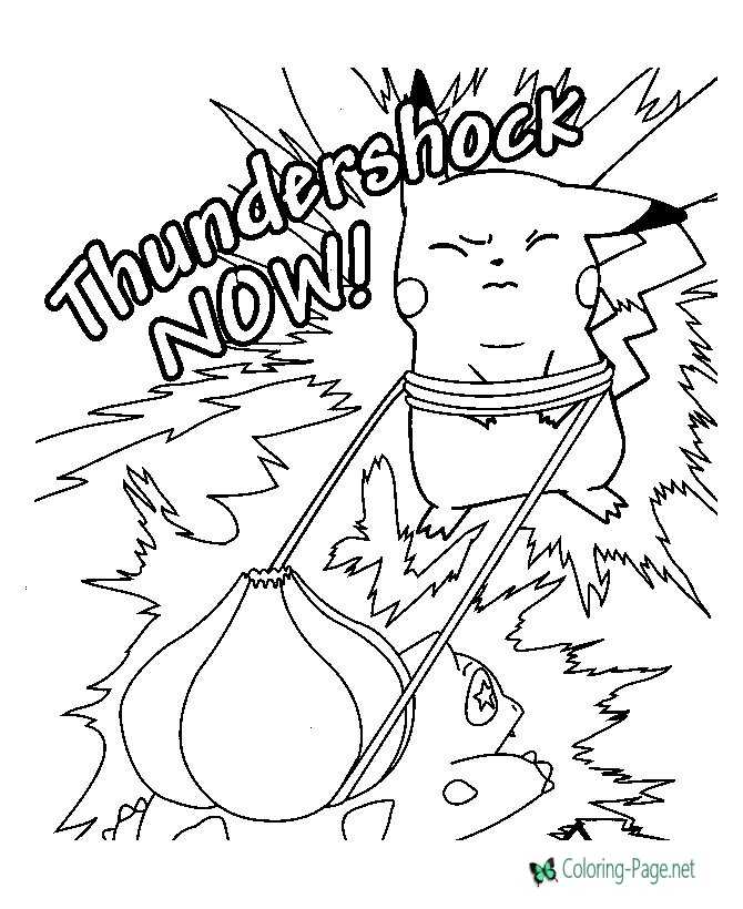 printable pokemon coloring page - Thundershock Now!