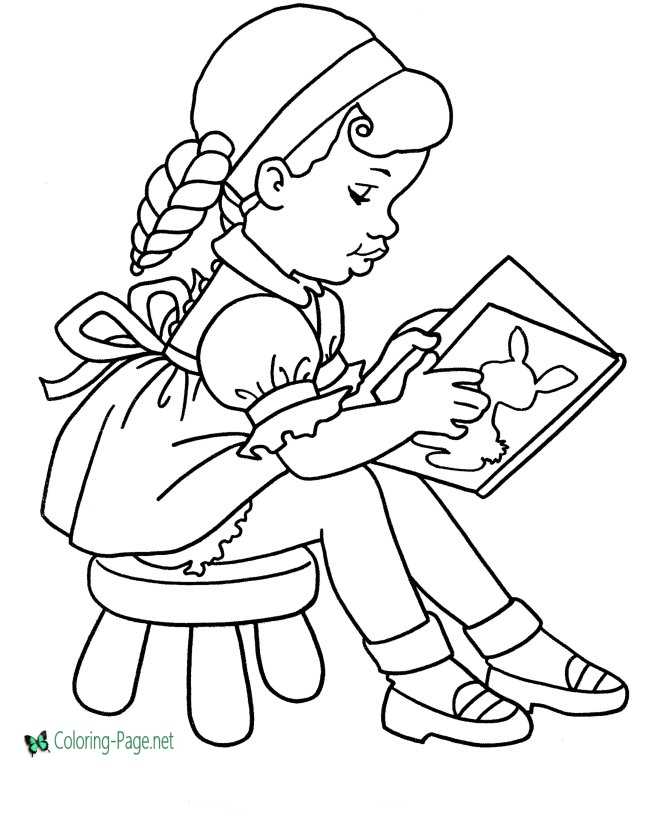 Download School Coloring Pages Girls Read