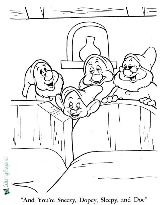 dopey seven dwarfs coloring page