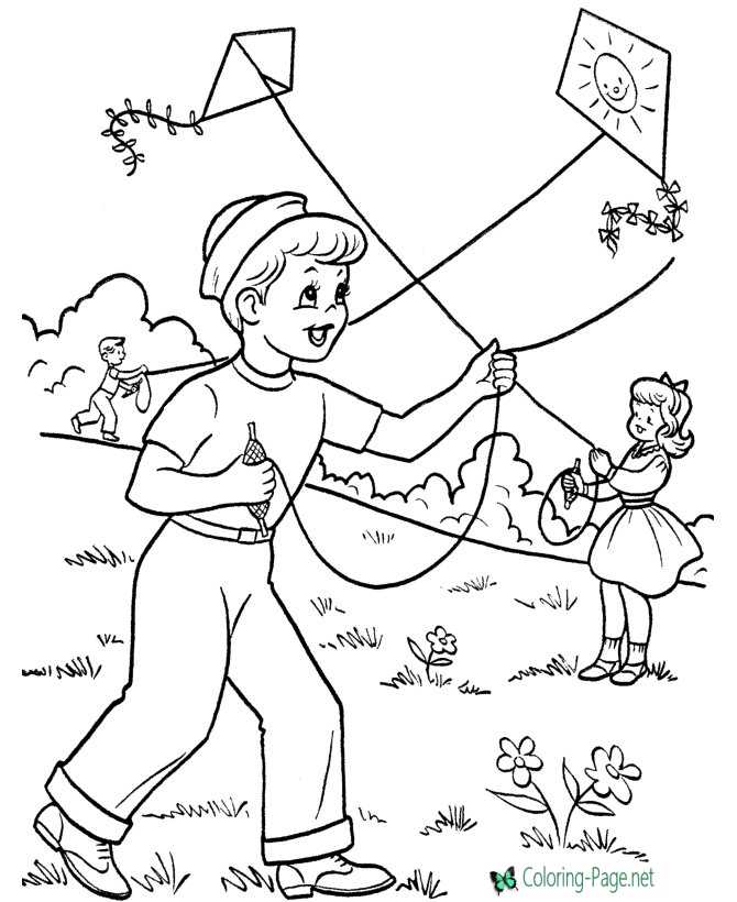 spring kites coloring sheet