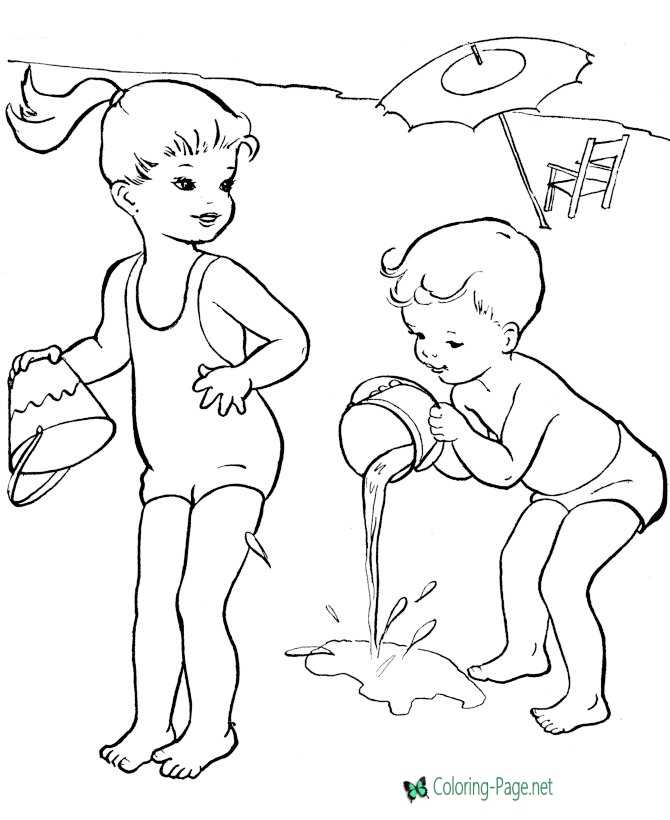 Download Summer Coloring Pages Fun Beach Picture