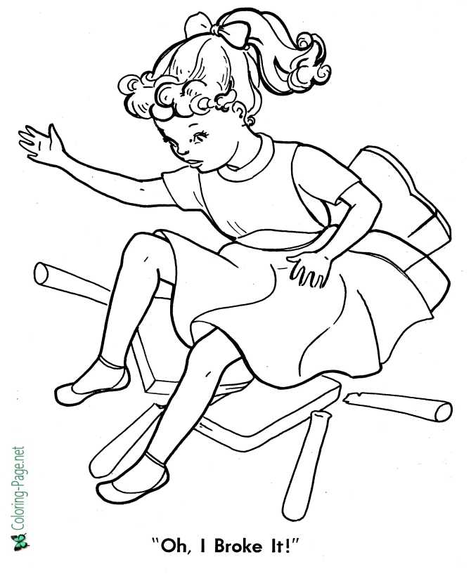 Goldilocks Breaks Chair Coloring Page