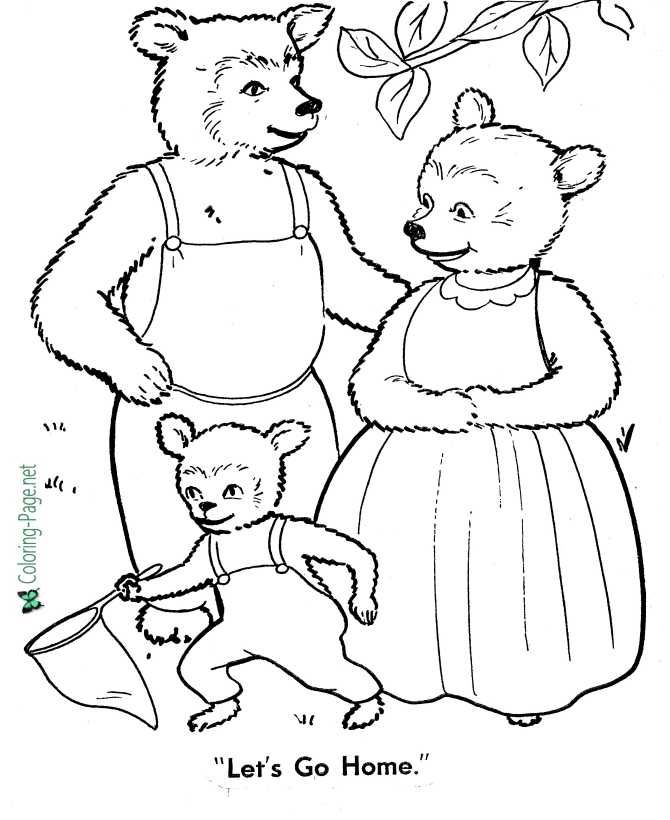 Goldilocks and the Three Bears Coloring Page - Let's Go Home
