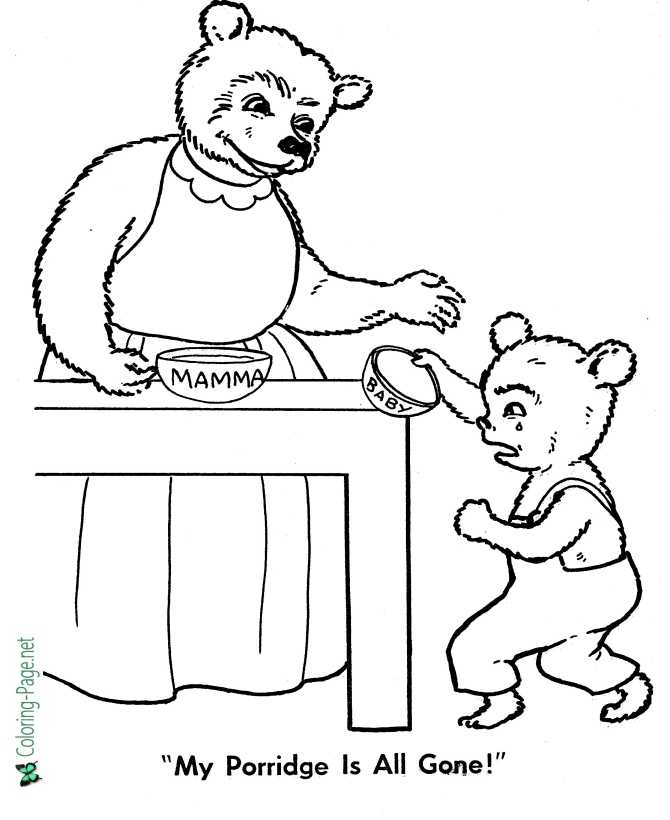 Bears Goldilocks Three Coloring Pages Colouring Sheets Bear Little ...