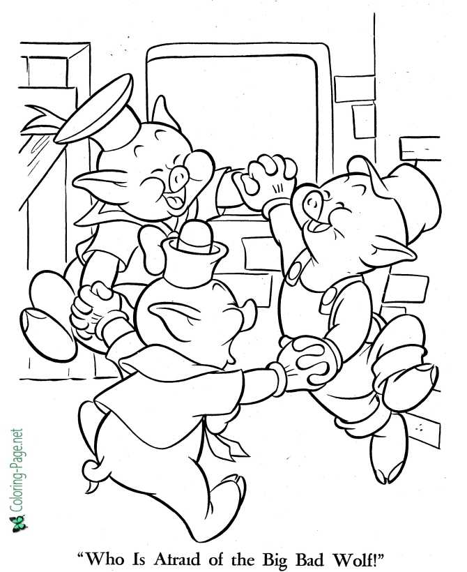 three little pigs wolf coloring page