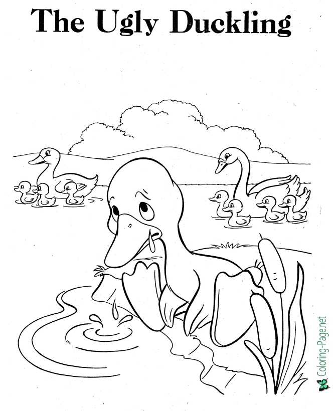 The Ugly Duckling Coloring Page 01 - A Fairy Tale