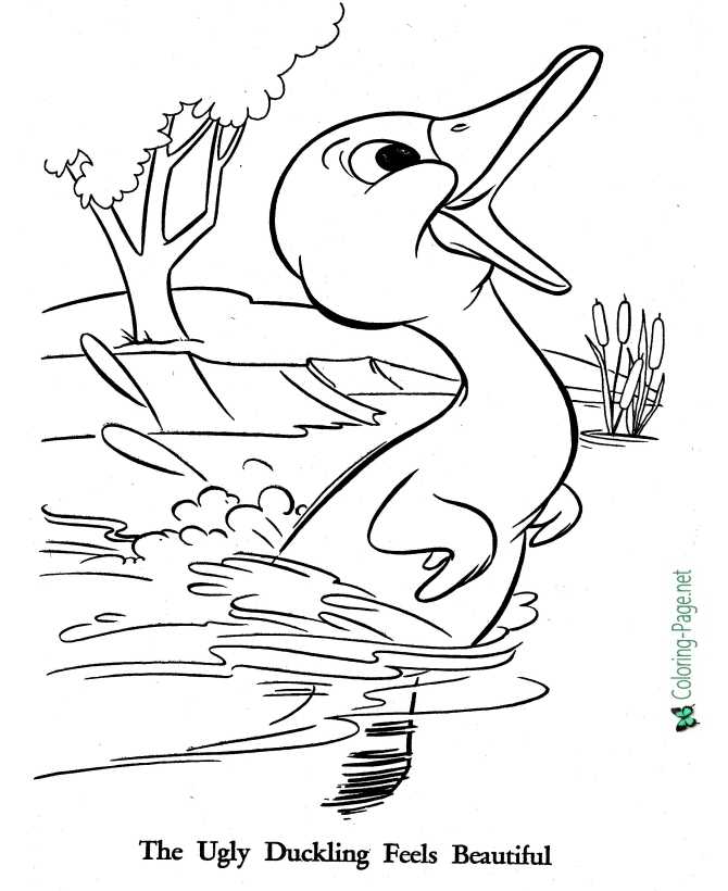 the ugly duckling feels beautiful coloring page  fairy tales
