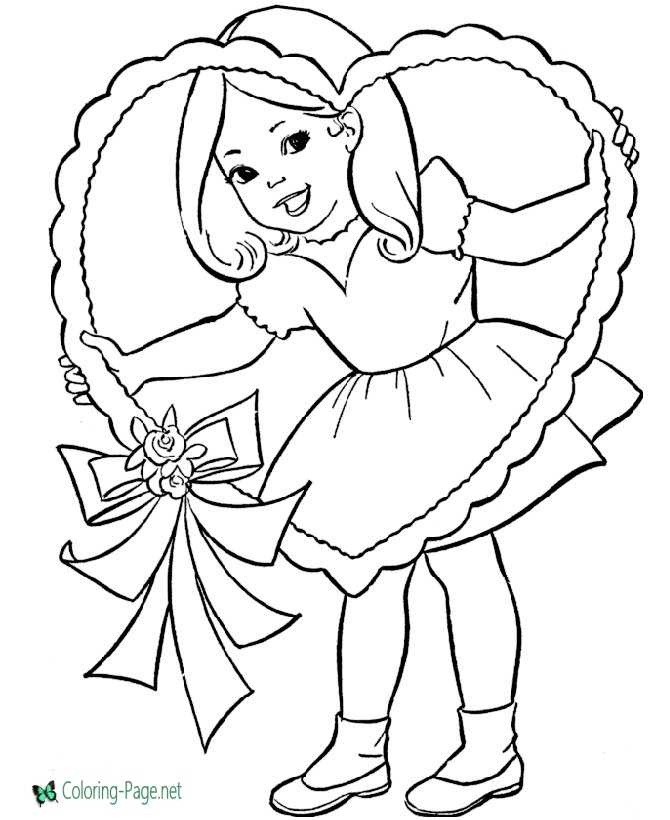 Valentine´s Day Coloring Pages Girls Heart to Color