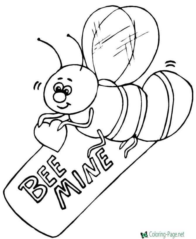 Bee Mine Valentine´s Day Coloring Pages