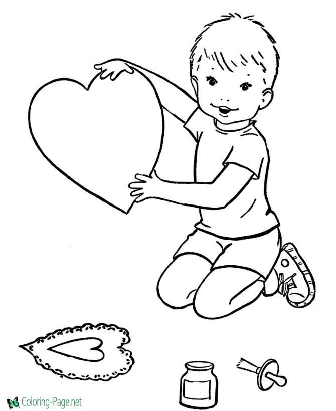 Boy Heart Valentine´s Day Coloring Pages
