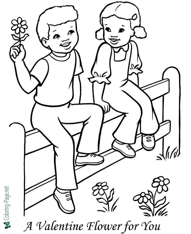 Valentine Flower Valentine´s Day Coloring Pages