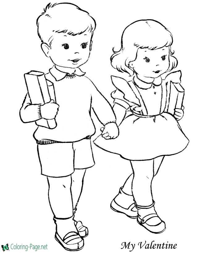 boy and girl coloring template