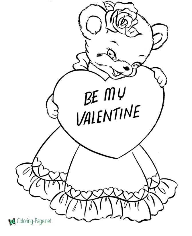 Girl Bear Valentine´s Day Coloring Pages