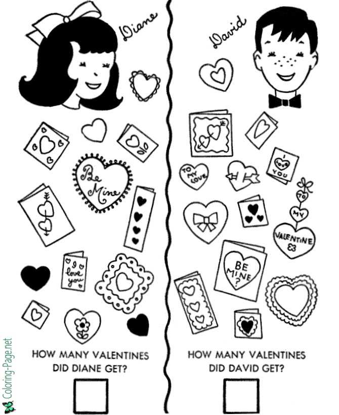 Valentine´s Day Coloring Pages Worksheets