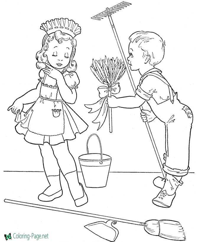 Valentine´s Day Coloring Pages Girl and Boy