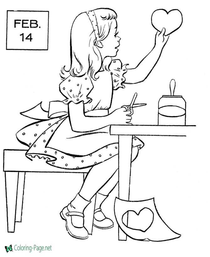 Valentine´s Day Coloring Pages Girls make Heart